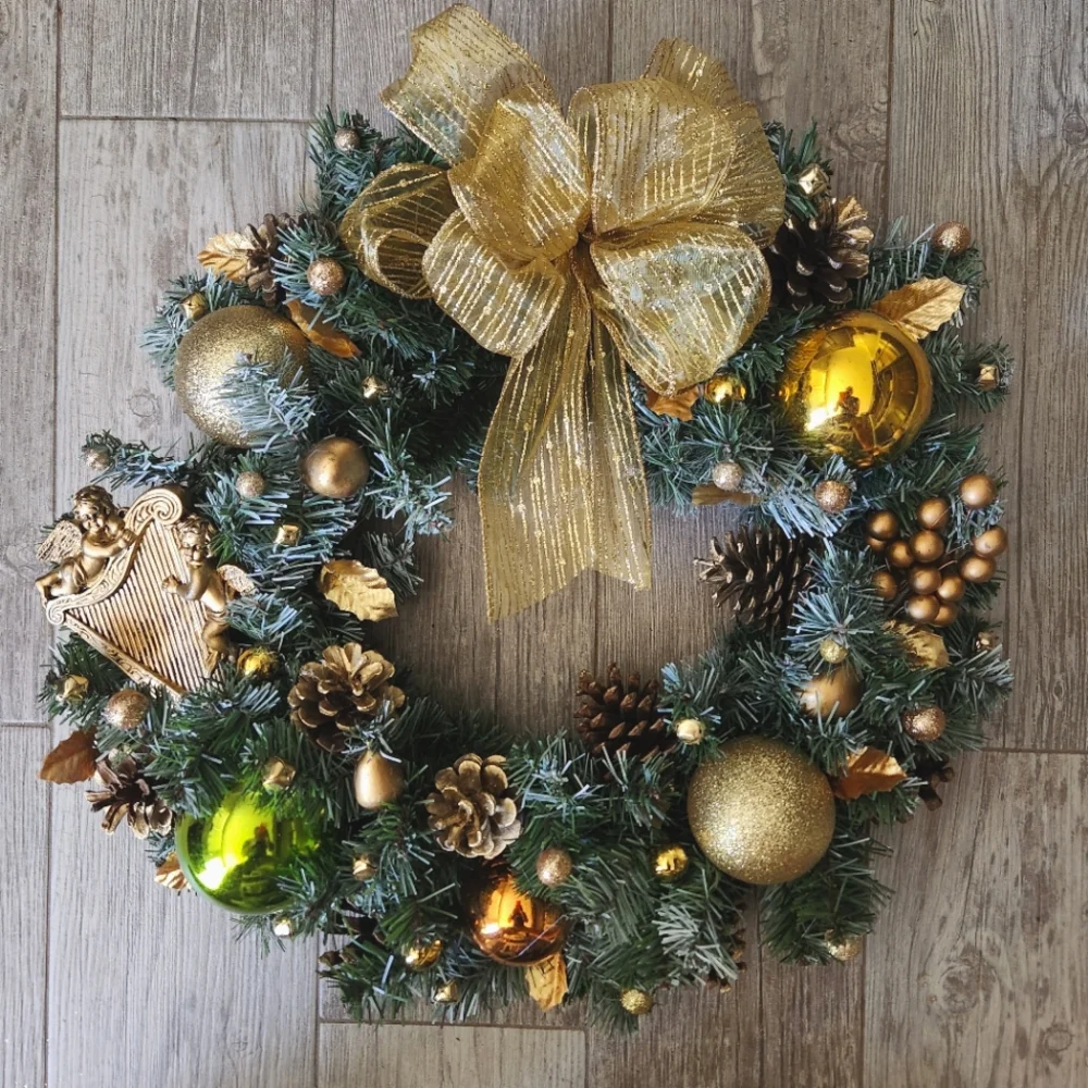 Handmade Golden Angel Christmas Wreath